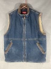 Vintage Wrangler Vest Mens Medium Blue Hero Denim Sherpa Lined Workwear 15101