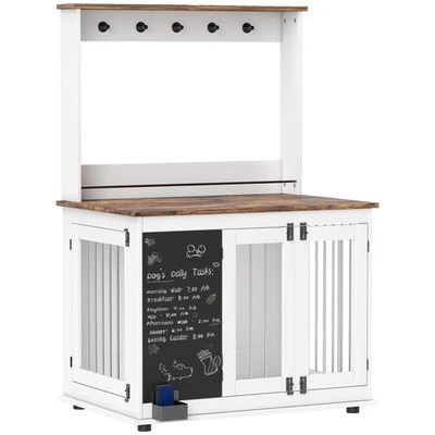 PAWHUT Hundekäfig für Zuhause, Hundebox mit 3 Türen, Aufbewahrungsregal für Spielzeug