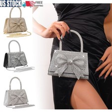 Rhinestone Evening Bag With Bow Sparkling Handbag For Party