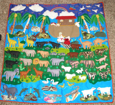 Peru Artesanias inca Wall Hanging Folk Art Tapestry 3D Noah's ark 36''