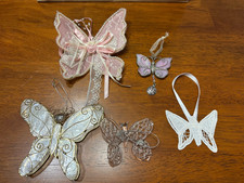 Vintage Leaded Stained Glass Sun Catcher Butterfly More Lot Of 5 3" To 6"