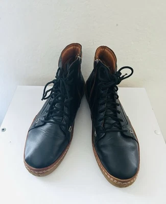 Chaussures Montantes en Cuir Noir et Camel "Madory" – Pointure 41 - Photo 1/4