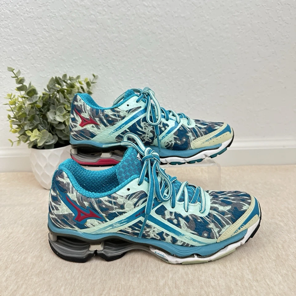 美津浓女式 Wave Creation 15 蓝色跑步网眼运动鞋 6 码 — 第 2/4 张图片