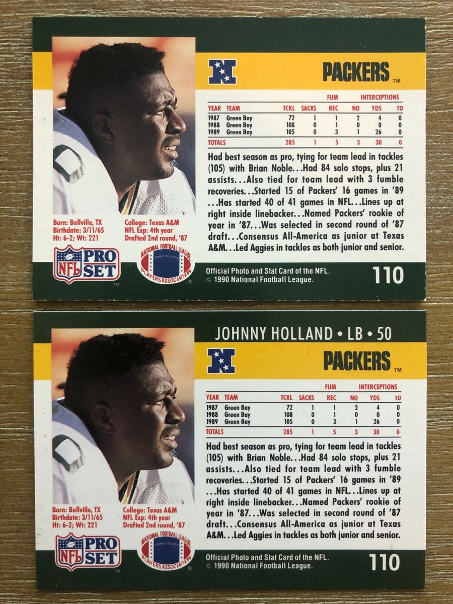 2) 1990 Pro Set JOHNNY HOLLAND 