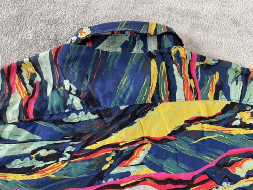Perry Ellis Mens XL Viscose Button Up Camp Shirt Abstract Colorful Art Hawaiian - Picture 7 of 10