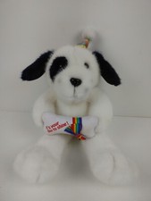 Vintage 1993 Plush Dakin Black And White Dog Puppy Birthday Rainbow Day to Shine