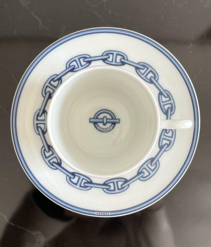 NEW HERMES Chaine D'Ancre Blue Cup & Saucer Tableware 2 SET from JAPAN - Picture 4 of 9