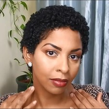 100 Human Hair Wig Short Afro Wigs Curly Black Pixie Cut Wigs for Women