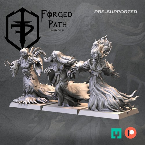 Geisha Shades, Wargaming Fantasy Undead Vampire Ghost Creature Miniatures 32mm - Picture 2 of 7