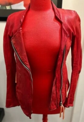 Boris Bidjan Saberi Red WJ2 Horse Leather Jacket Women S