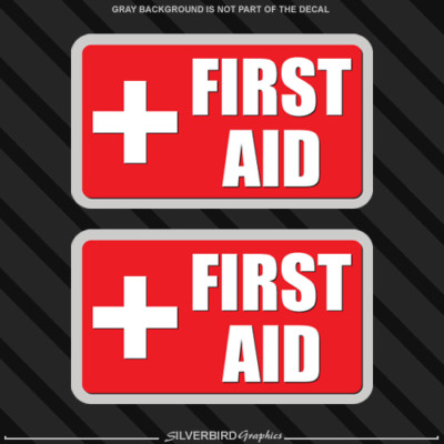 2x First Aid sticker vehicle emergency sticker decal safety kit vinyl ...