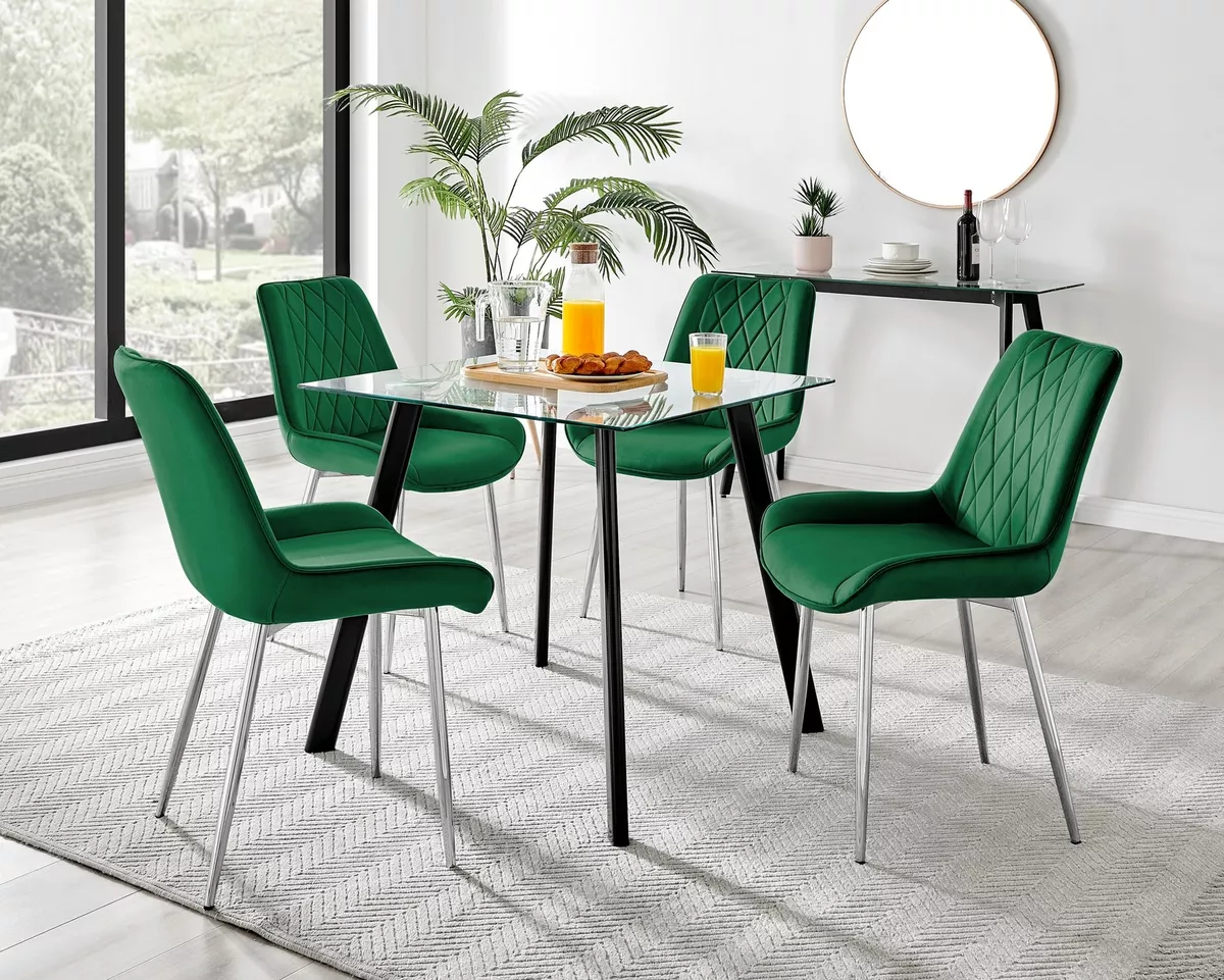 Silver glass dining table outlet
