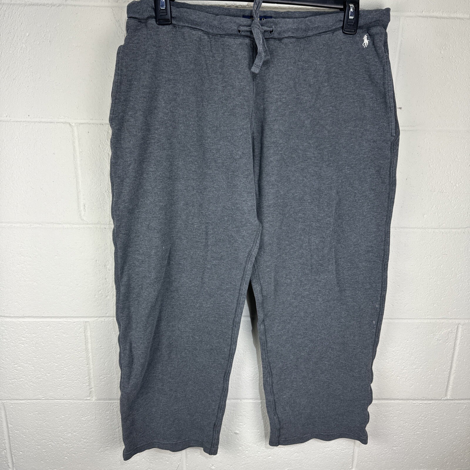 PONY Polo Ralph Lauren Waffle Maglia Pantaloni Felpa Da Uomo Taglia Large Grigi Pigia Termici Pigiama