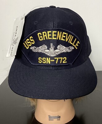 Vtg USS GREENEVILLE SSN-772 Submarine Navy USA Made Men s Snapback Cap Hat New!