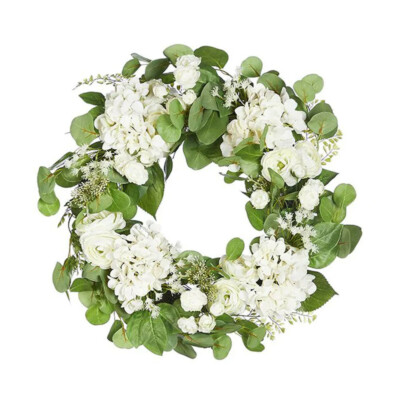 Spring Wreath 24'' Hydrangea And Ranunculus Wreath Silk Floral for Front Door