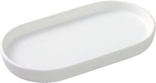 White Round Soap Dispenser Tray - 8'' Ceramic Vanity for Bathroom