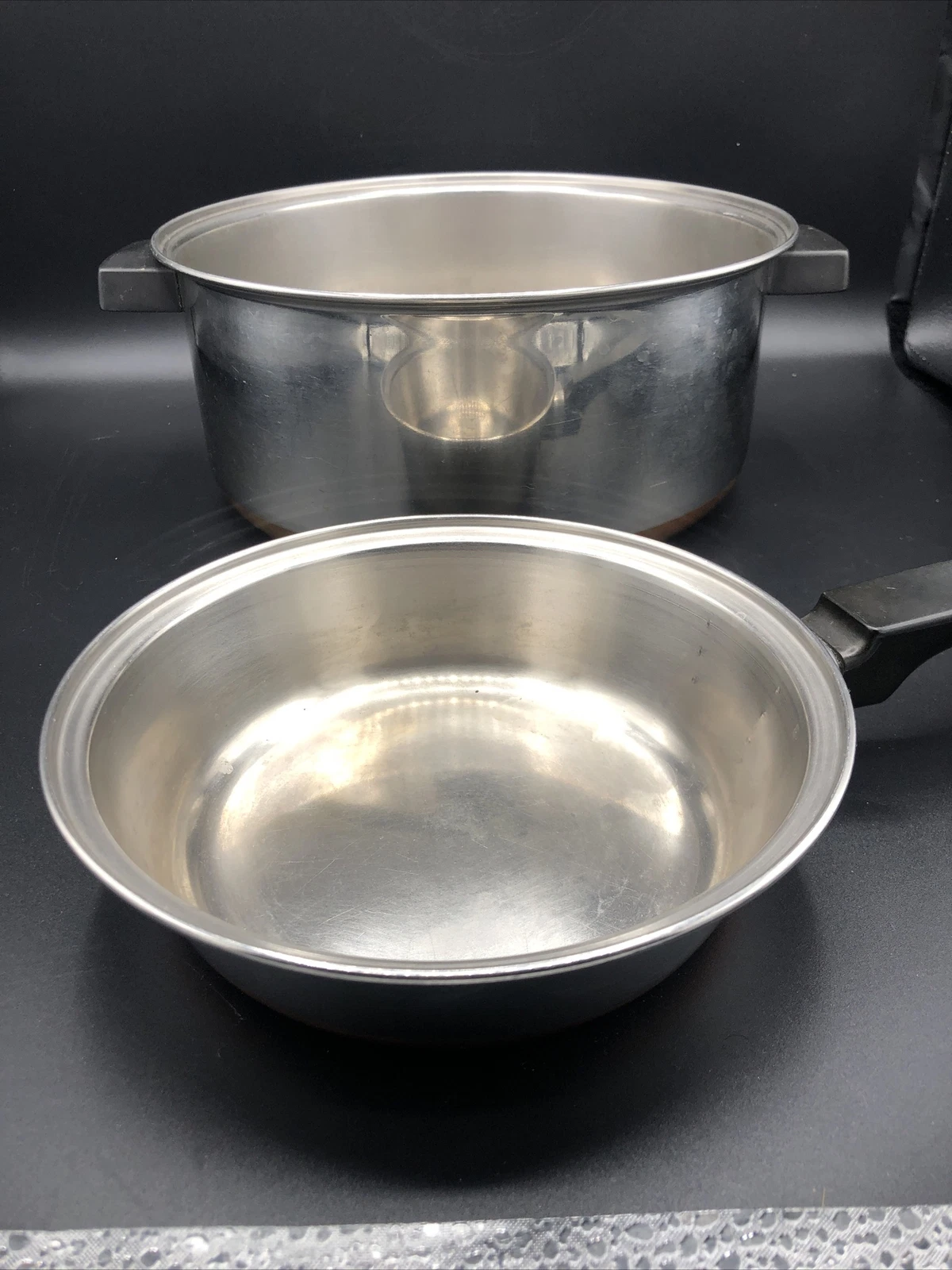 Vintage Ekcoware Copper Bottom Pans Sauce Pots W/O Lids Set of 2