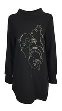 TYPO women's asymmetrical sweatshirt art SBUFFO cotton long sleeve black MADE IN ITALY