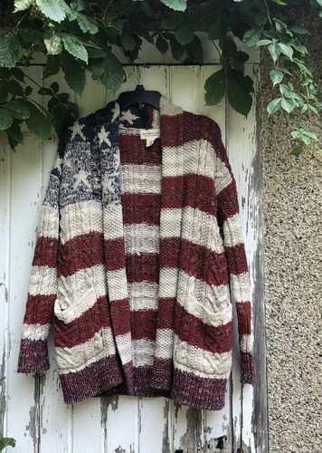 American Flag Knit Cardigan Sweater 