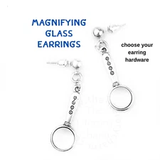 MAGNIFYING GLASS Earrings Spy Detective Research Tinkerer Jewelry UPICK Hardware