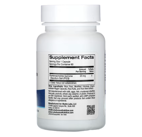PQQ 20 mg - 60 Veggie Capsules Antioxidant Mitochondrial Health / Anti Ageing - Picture 2 of 2