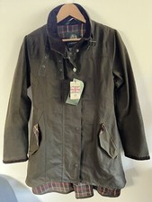 Bnwt - Oxford Blue Khaki Green Waxed Jacket Size 8 (celtic & Co Riding Jacket)