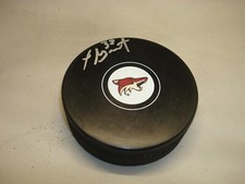 Tyler Gaudet Signed Arizona Coyotes Hockey Puck Autographed 1B