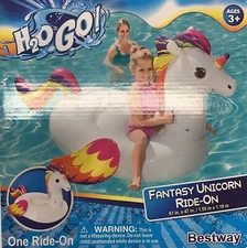 BESTWAY H2OGO Fantasy Unicorn Kids Ride-On Pool Float EXTRA LARGE 61 x 47 INCH