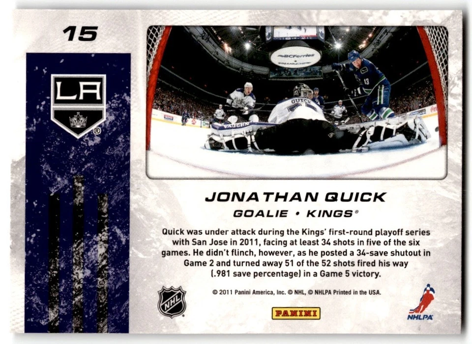 Jonathan Quick 2011-12 Score Net Cam #15 Los Angeles Kings - Image 2 of 2