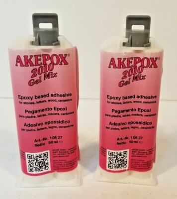 2 PACK - Akemi Akepox 2010 Gel-Mix 50ml Cartridge - Epoxy Based Adhesive **NEW**