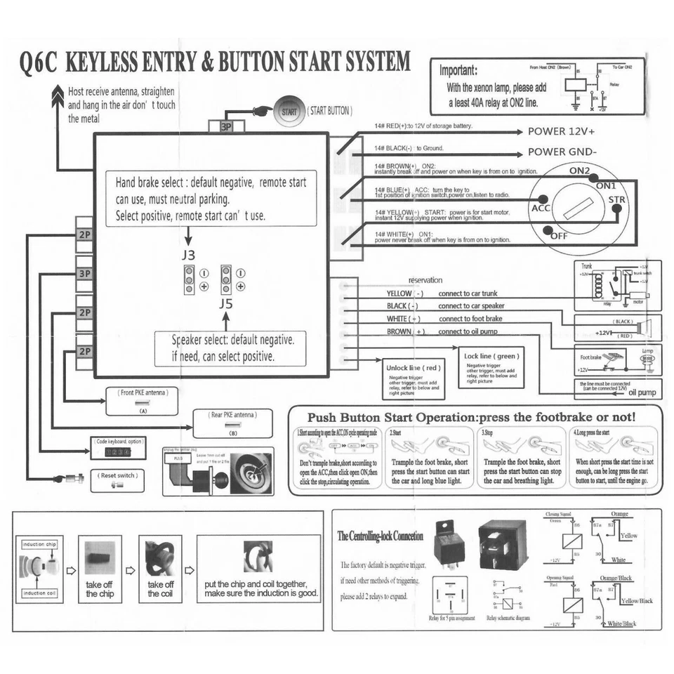 Sistema de alarma de arranque del motor de entrada sin llave para automóvil 9 piezas botón de arranque remoto EE. UU. Foto 4 de 4