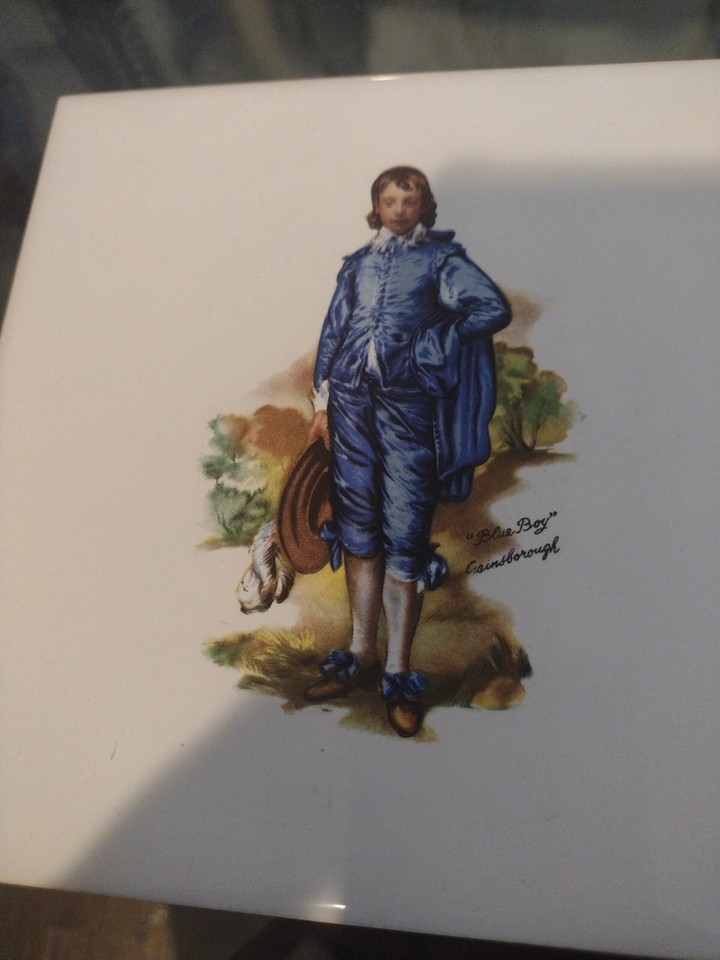 Vintage Pink Lady And Blue Boy Porcelain Squares With Velvet Backs eBay