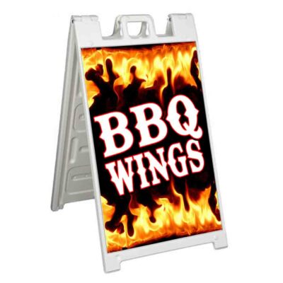 BBQ WINGS Signicade 24x36 Aframe Sidewalk Sign Banner Decal BAEBEQUE FOOD