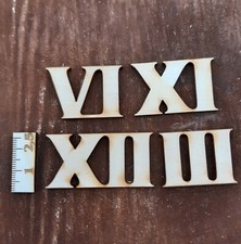 Römische Ziffern Zahlen 3 6 9 und 12 aus Holz 25mm Höhe für Uhren 