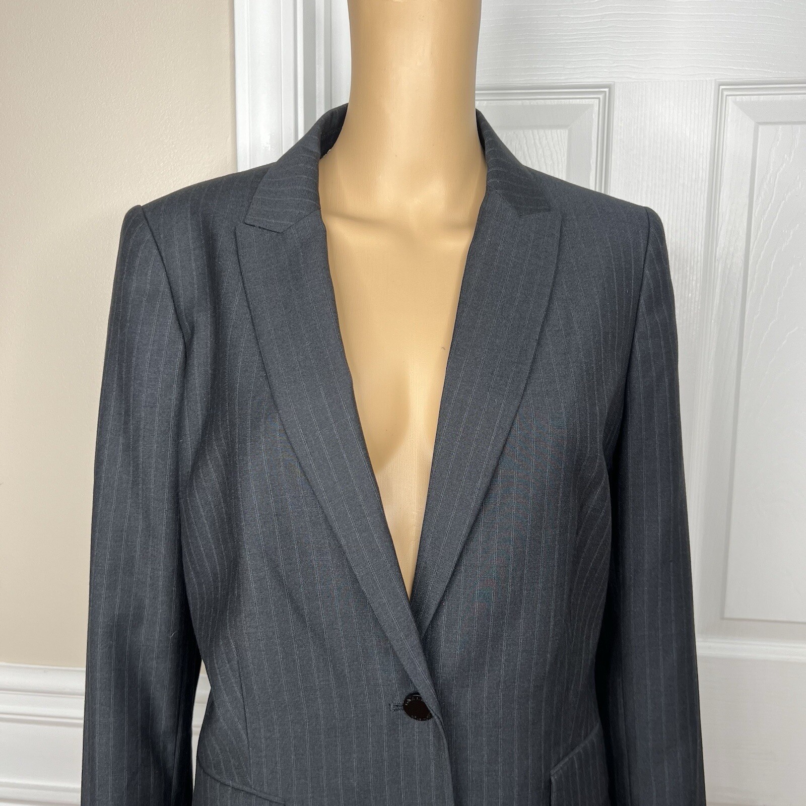 Calvin Klein Polyester Rayon Gray Collared Blazer… - image 2