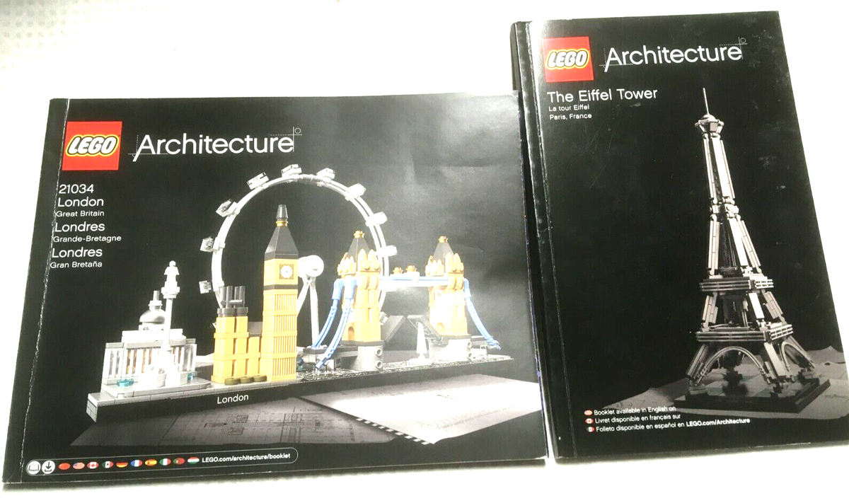 Legos Architecture- London 21034 and Eiffel tower- Building guide Books Only
