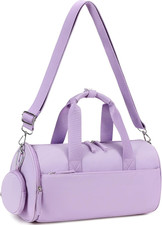Gym Bag for Women, 12-Inch Small Duffle Bag with Wet Pocket and Mini B-Purple