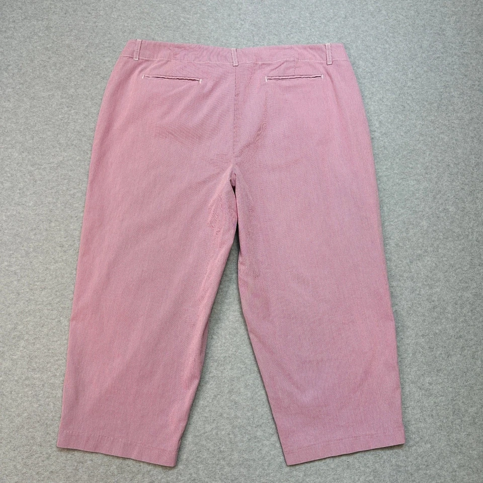 Pantalones Capri Merona WMNS TALLA 20W Rojo Blanco Rayas Imitación Bolsillo Trasero Cintura Alta Recortados Foto 4 de 4
