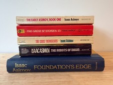 Lot of 5 Isaac Asimov Books, Foundations Edge HC, Robots of Dawn, Gods Themselve