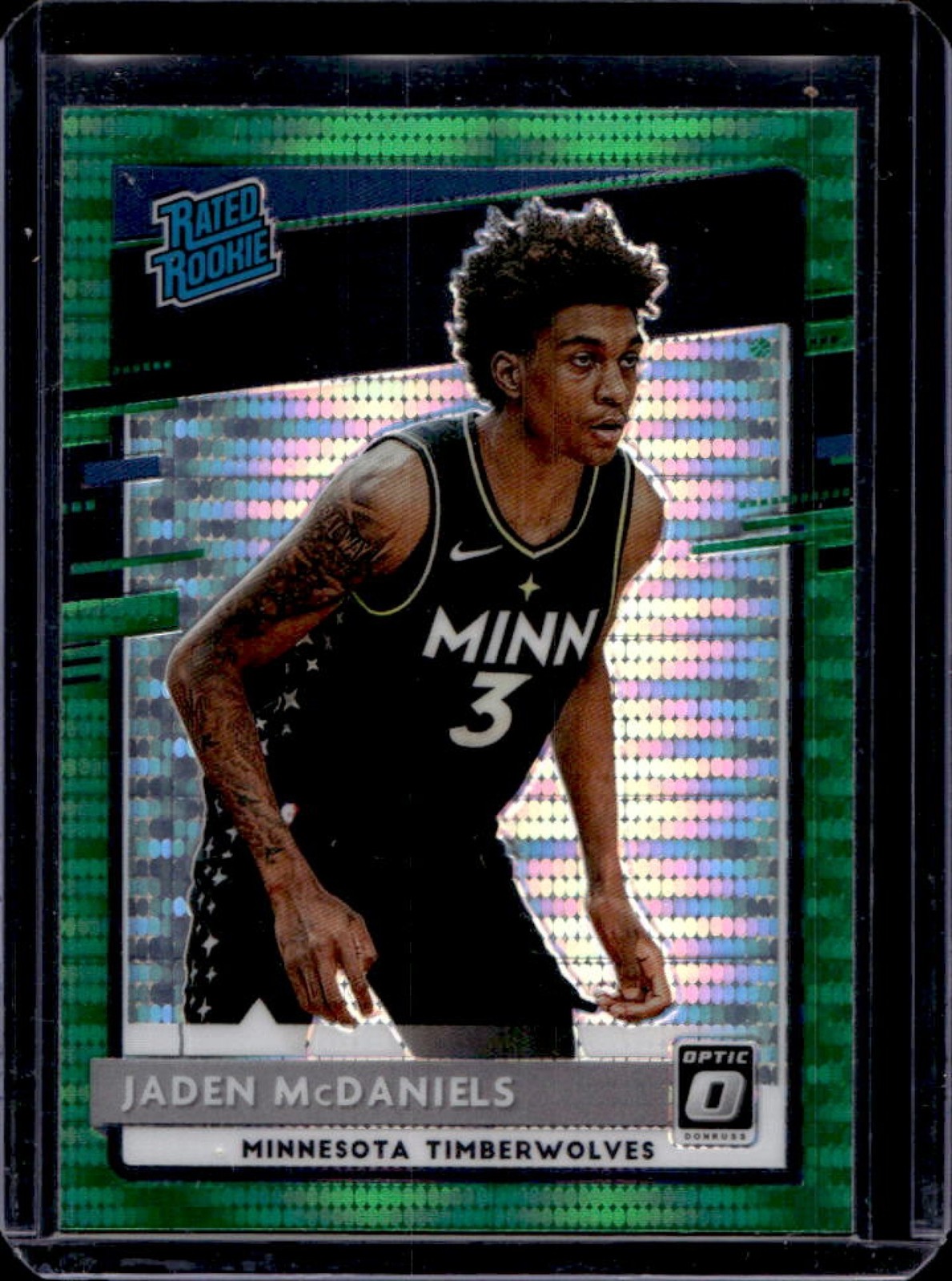 2020-21 Panini Donruss Optic Jaden McDaniels Green Pulsar Prizm Rookie RC #178