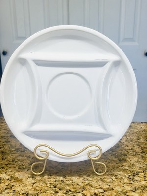 2004 HFC 12-1/2  White 5 Divided Section Round Serving Platter. Multi Use EC