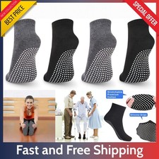 4 Pair Anti Slip Grip Socks - Non Skid Yoga Barre, Pilates, Hospital, Men, Women