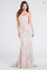 Gold Floral Trim Mermaid Formal Dress (Medium)