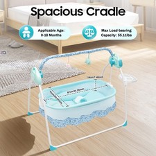 Crib Infant Rocker Cot w/ Bluetooth 0-18 Months Electric Swing Bed Baby Cradle