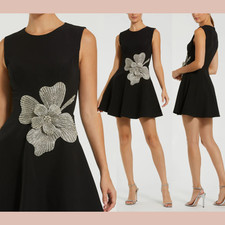 NWT Mac Duggal [ 10 ] 11829 Crepe Sleeveless Mini Dress Rhinestone Flower J1856