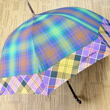 Vivienne Westwood Check Pattern Long Umbrella for Sun and Rain