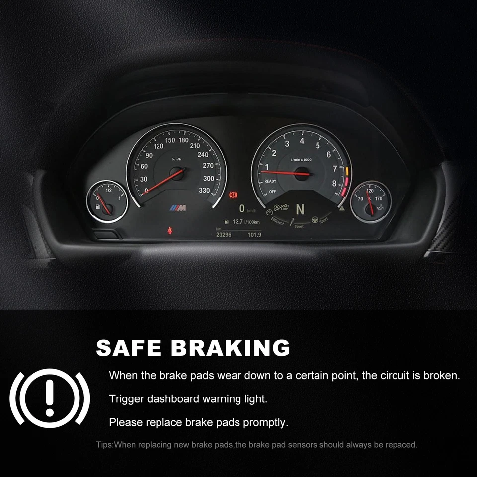 Kit de sensor de desgaste de pastillas de freno delanteras + traseras de 2 piezas para BMW 528i 535i 550i 650i M5 M6 Foto 4 de 4