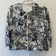 Ruby Rd. Favorites Petite 14P Zip Front Lightweight Jacket Palm Leaf Burnout Top