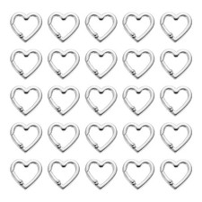 25 Pcs Silver Heart Shaped Keychain Clips Zinc Alloy Spring Snap Hook