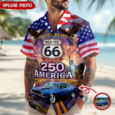 Custom 100 Years Of Road Route 66 Hawaiian Shirt America 250th Anniversary Aloha